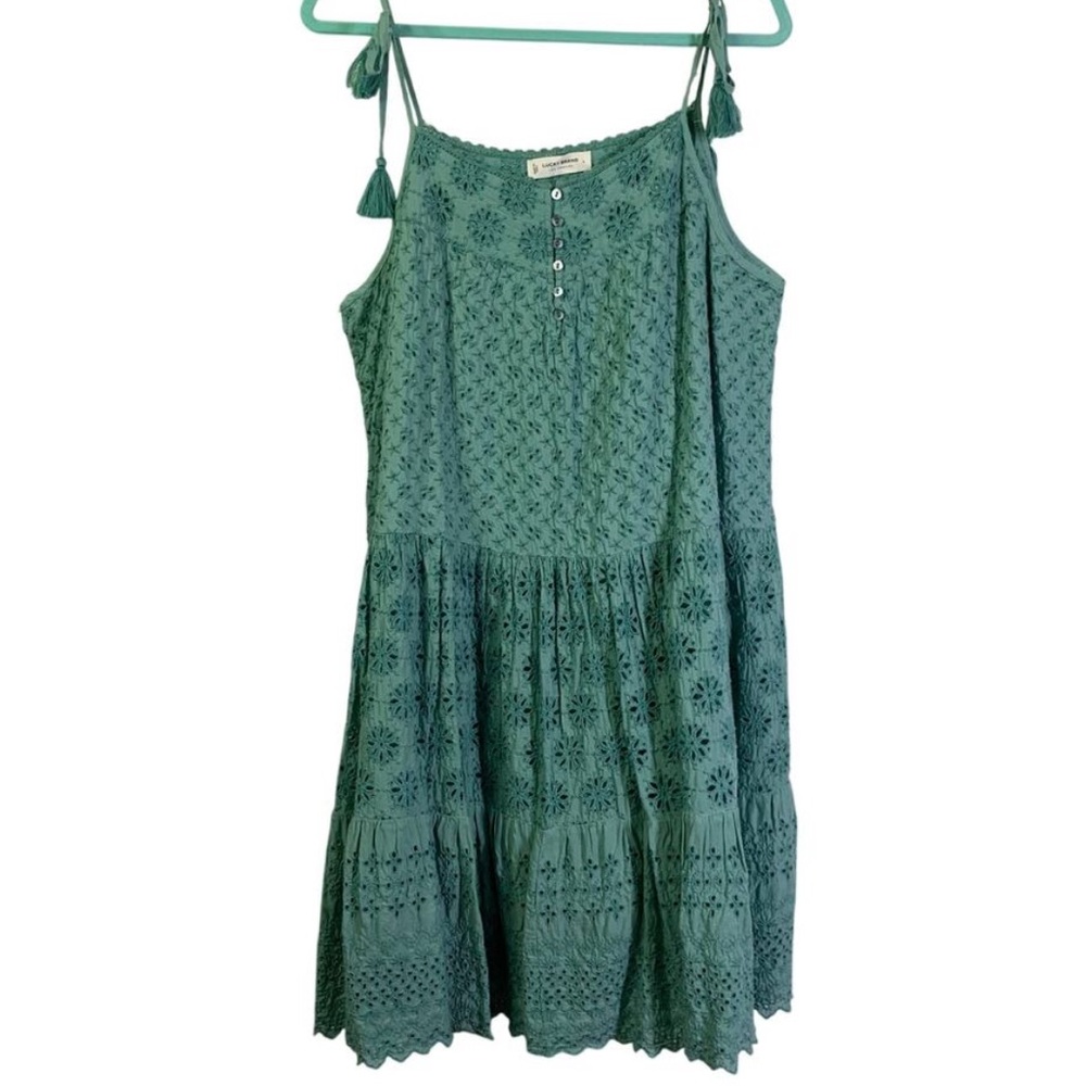 NWOT Teal Eyelet Lucky Brand Shoft Dress, XL - Picture 2 of 3